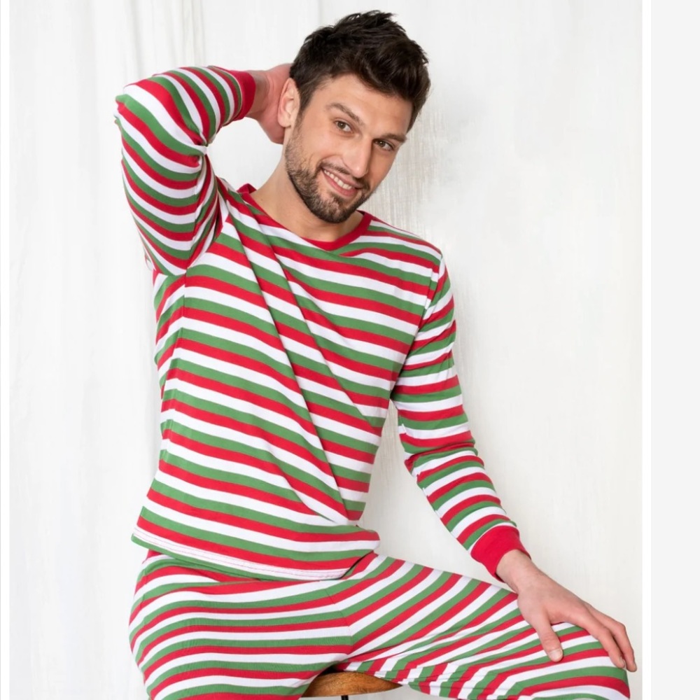 Leveret Green/Red/White Stripe Cotton Pajamas